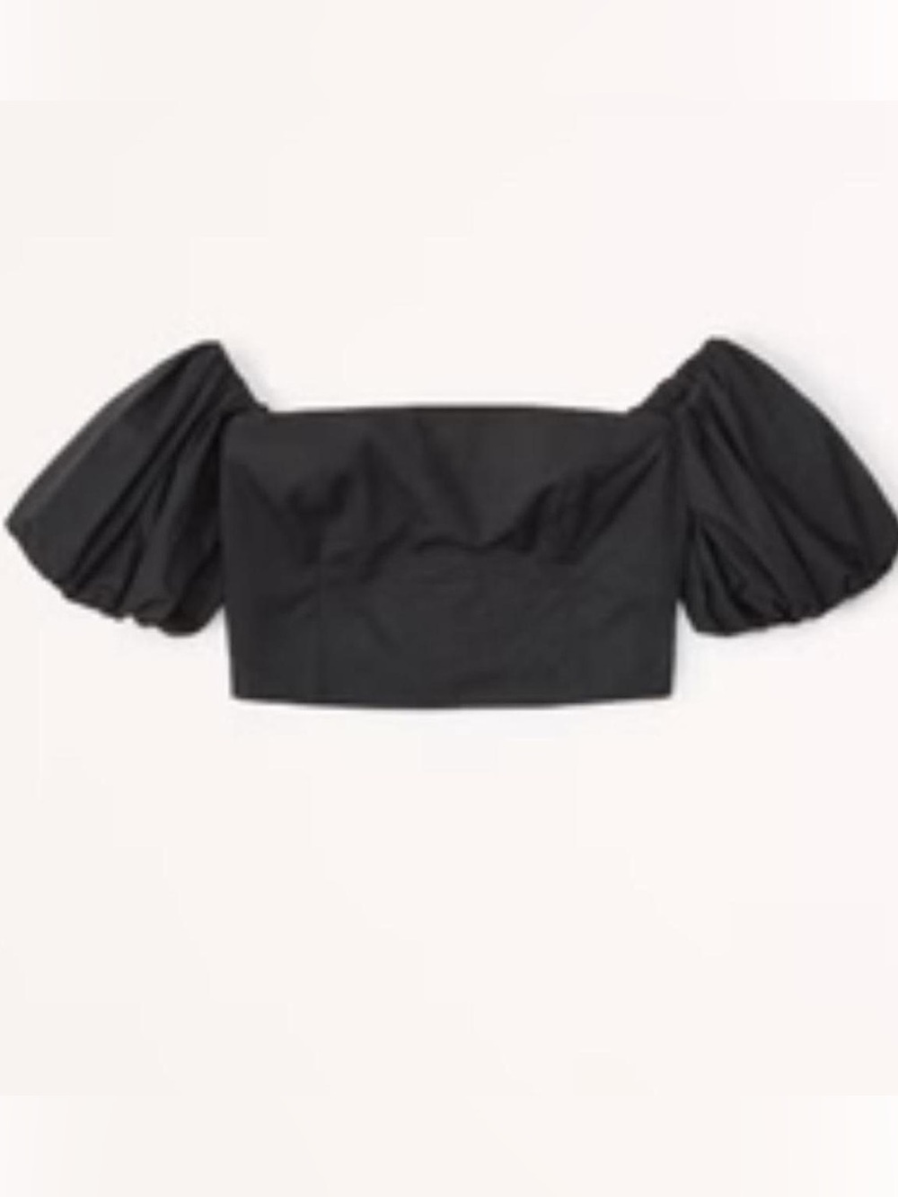 Abercrombie & Fitch Black Puff-Sleeve Off-Shoulder Crop Top